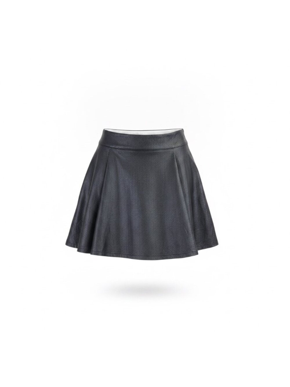 Socialite Black Perforated Flared Mini Skirt Stylish Modern Design Sz XS